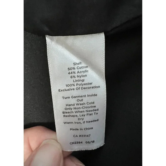 Talbots Tweed Long Blazer Coat Black White Pockets Buttons Size XS Workwear - Picture 9 of 10